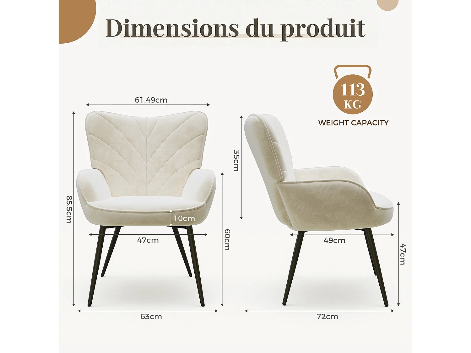 Chaise Moderne à Motif Feuille - Design Simple et Naturel - Chaise polyvalente salon et bureau, blanc