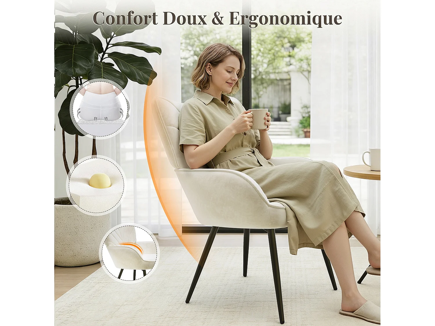 Luxe Fluwelen Fauteuil – Zachte, Ademend, Comfortabel en Veerkrachtig – Wit