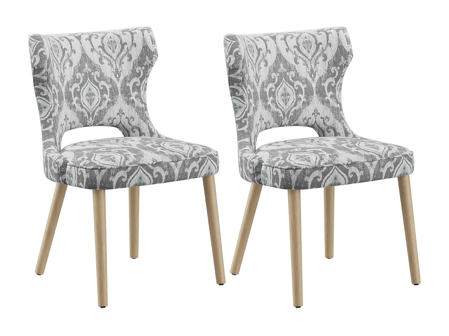 Chaise - Lot de 2 chaises capitonnées dossier haut style club – Pour salle à manger, cuisine, salon – Jacquard