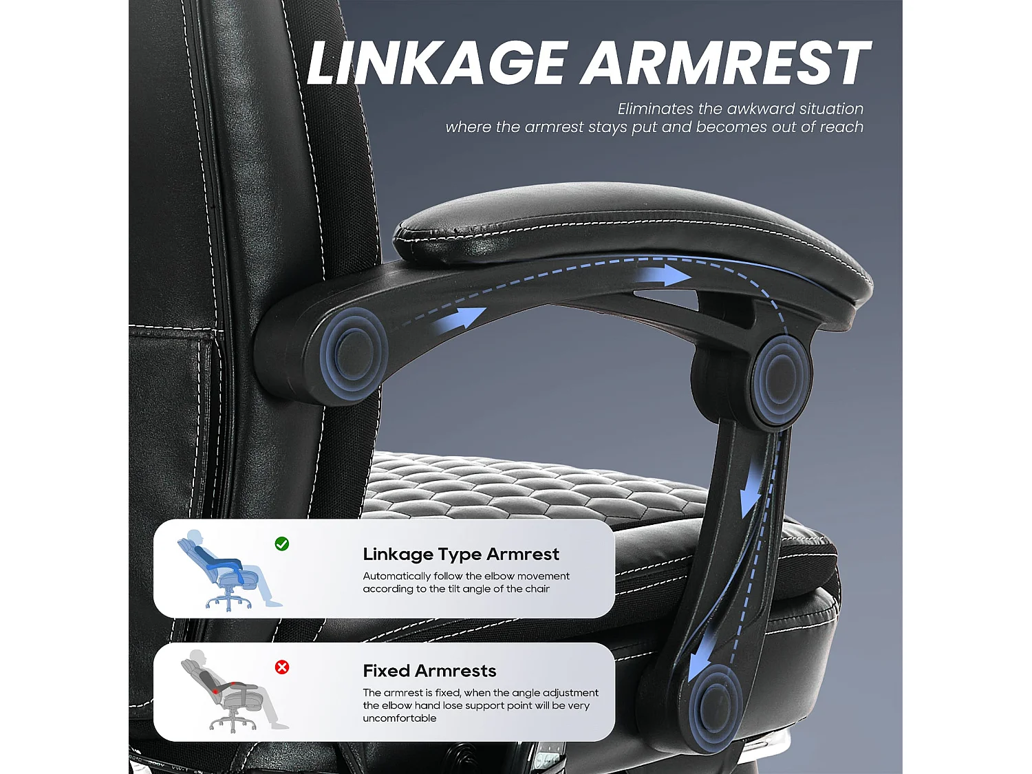 Chaise de bureau ergonomique, Massage 6 points avec chauffage lombaire 3 niveaux, Inclinaison 94-125° réglable avec repose-pieds extensible – Noir