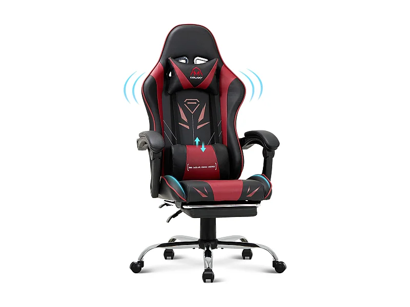 Chaise gaming ergonomique, avec repose-pieds, capacité de charge maximale 136kg - Rouge