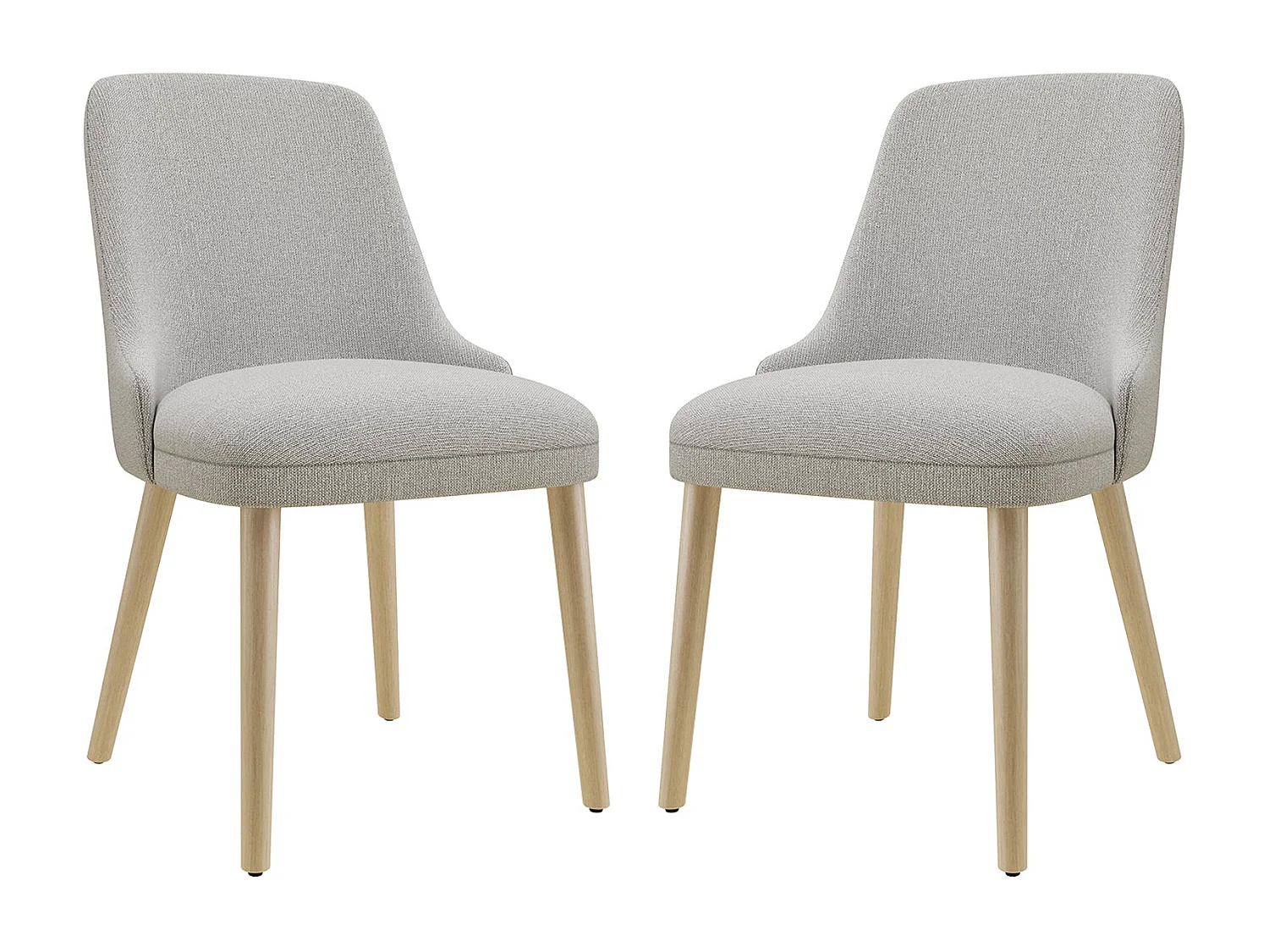 Set van 2 eetkamerstoelen met hoog, gewatteerd rugleuning en houten poten - Lichtgrijs