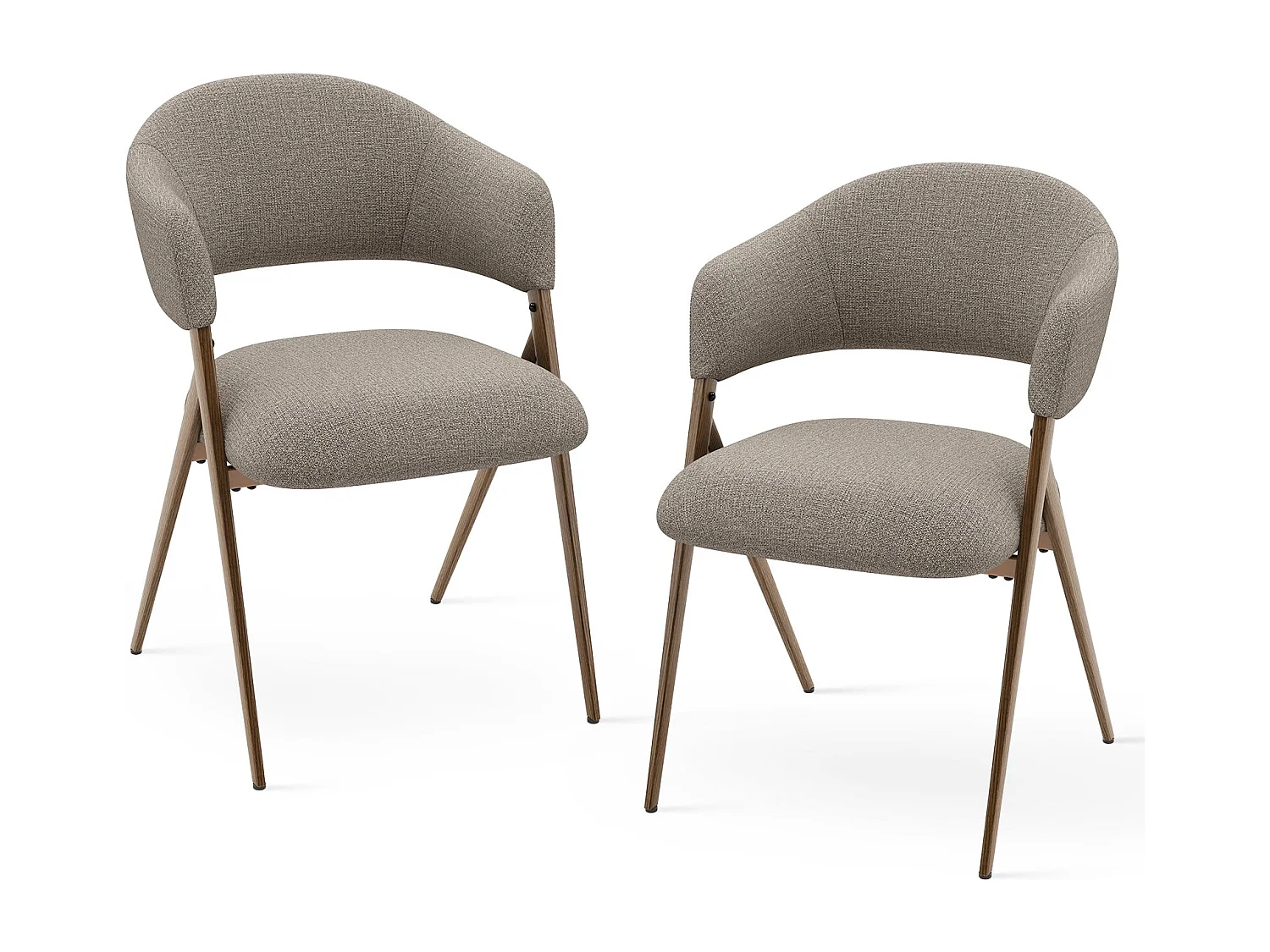 Set van 2 Eetkamerstoelen – Ergonomisch en Comfortabel Ontwerp, Vintage Stijl, Stoffen Bruin