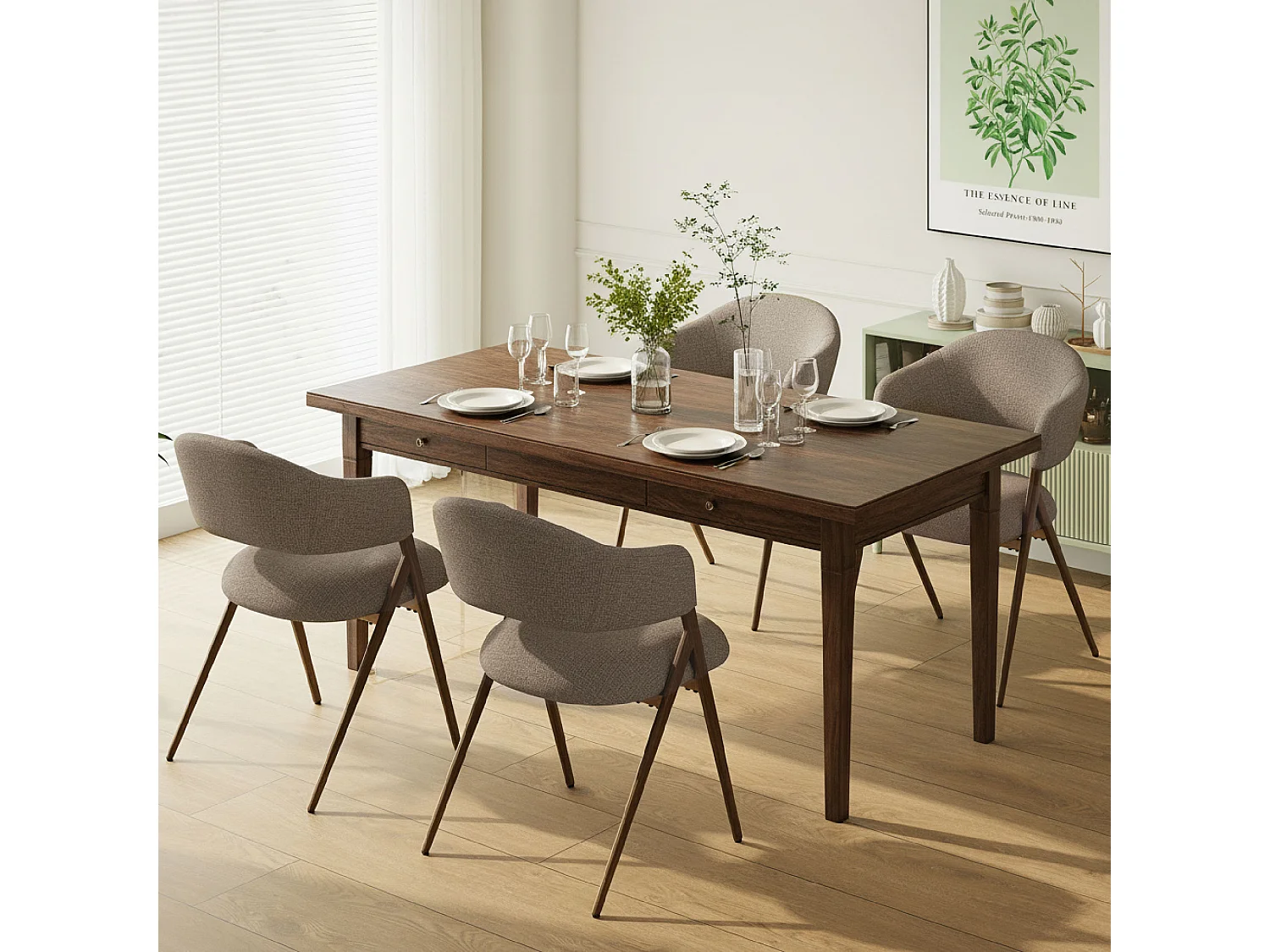 2er-Set Esszimmerstühle – Ergonomisches und komfortables Design, Vintage-Stil, Stoff Braun