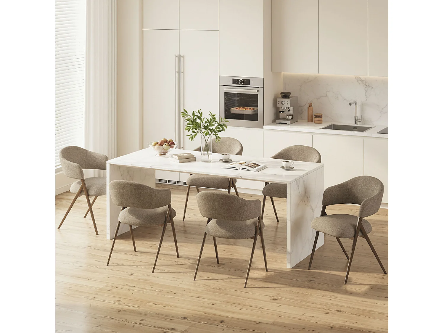2er-Set Esszimmerstühle – Ergonomisches und komfortables Design, Vintage-Stil, Stoff Braun