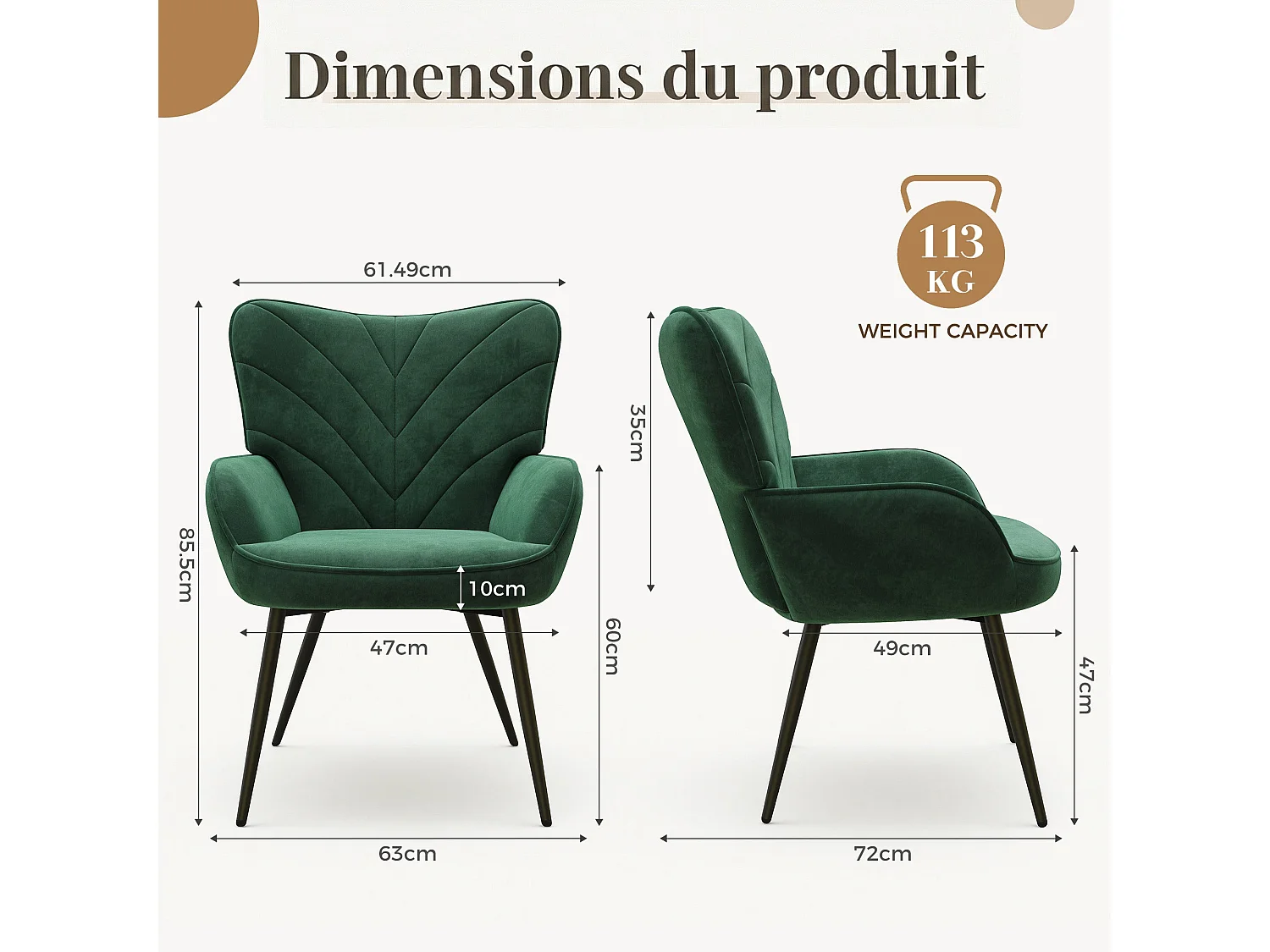 Chaise Moderne à Motif Feuille - Design Simple et Naturel - Chaise polyvalente salon et bureau, vert