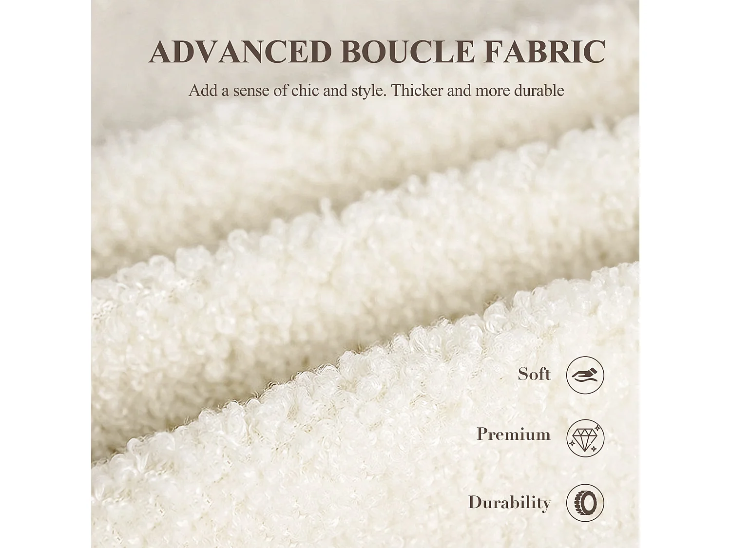 Moderne tonstoel van massief hout, hoogwaardig schuim, hypoallergeen stof – Crème Wit