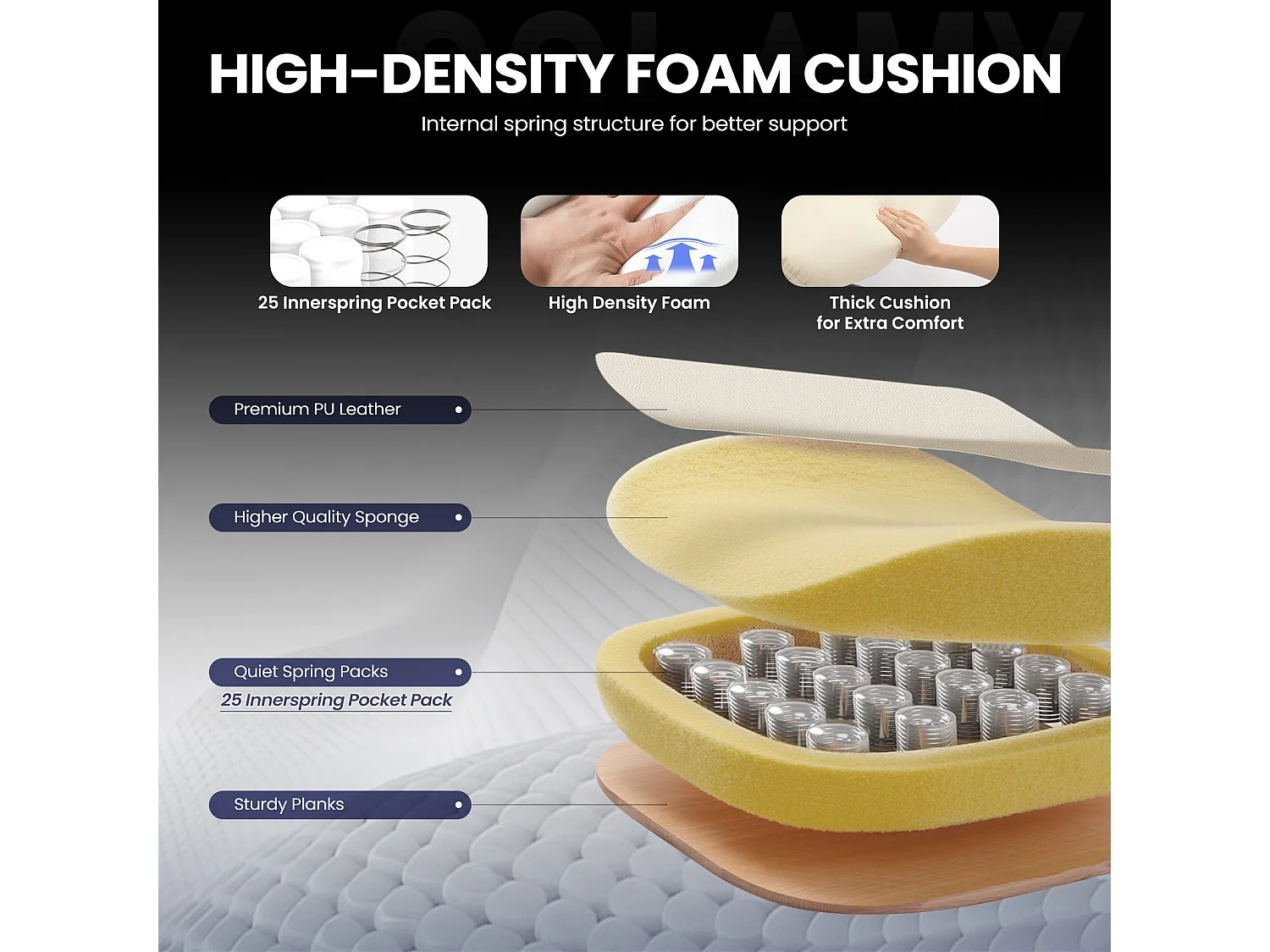 Chaise de bureau avec accoudoirs réglables, dossier structuré et assise extra-large en simili-cuir, Beige