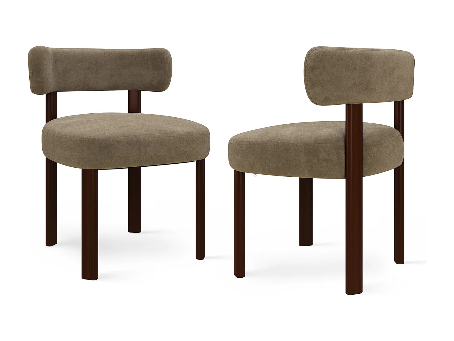 Lot 2 Chaises de salle à manger en bois massif – design épuré et chaleureux - Kaki