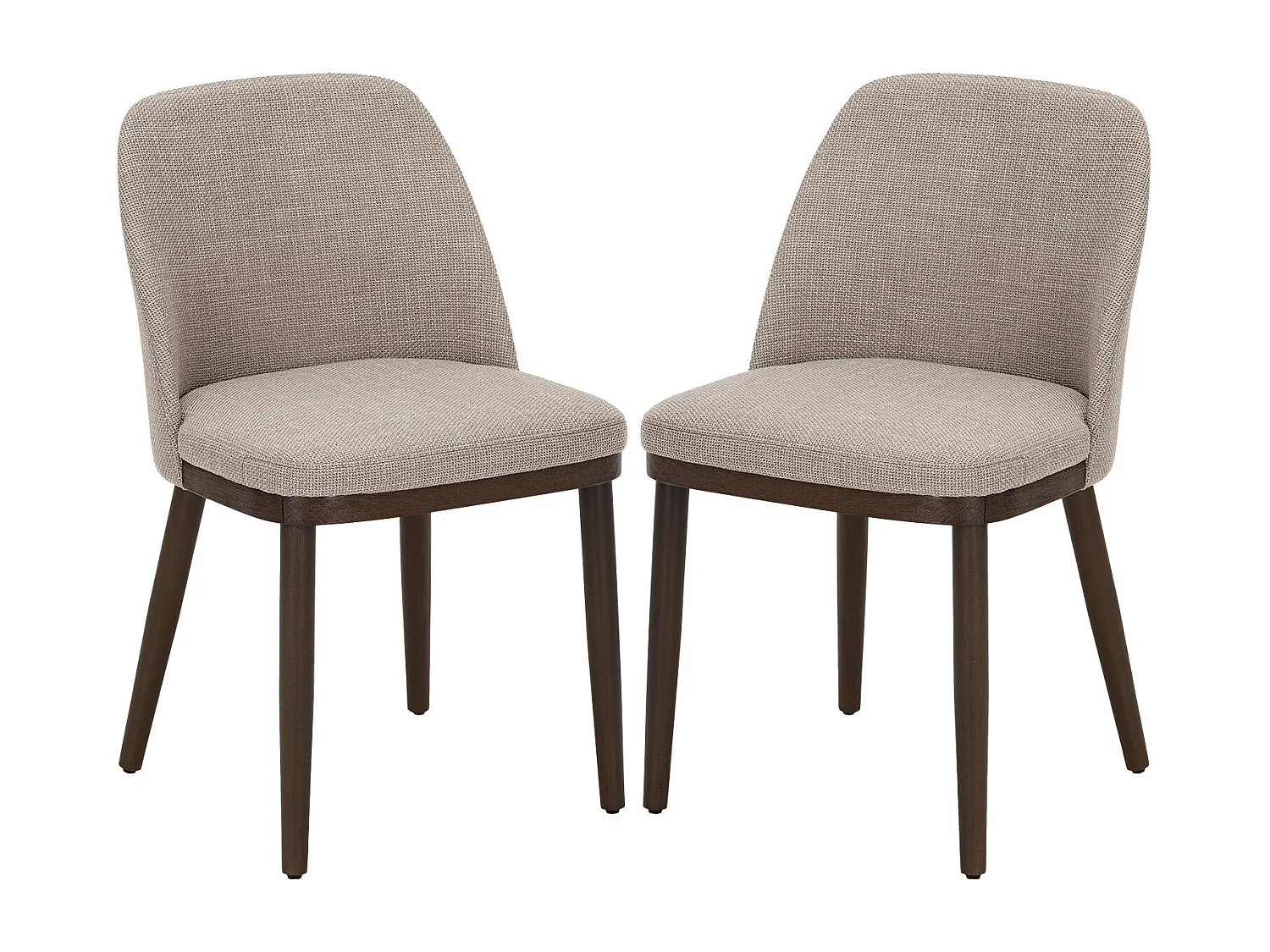 Lot de 2 Chaises de Salle à Manger – Chaises Design Confortables en Tissu avec Pieds en Bois Massif, Idéales pour Salon, Cuisine ou Salle à Manger - Marron