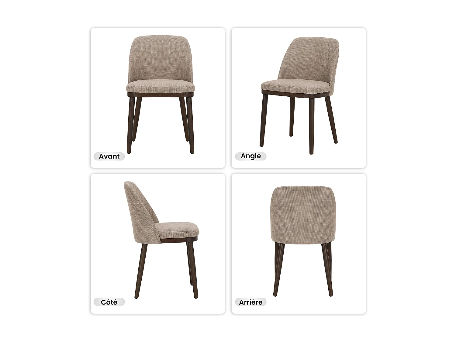 Lot de 2 Chaises de Salle à Manger – Chaises Design Confortables en Tissu avec Pieds en Bois Massif, Camel