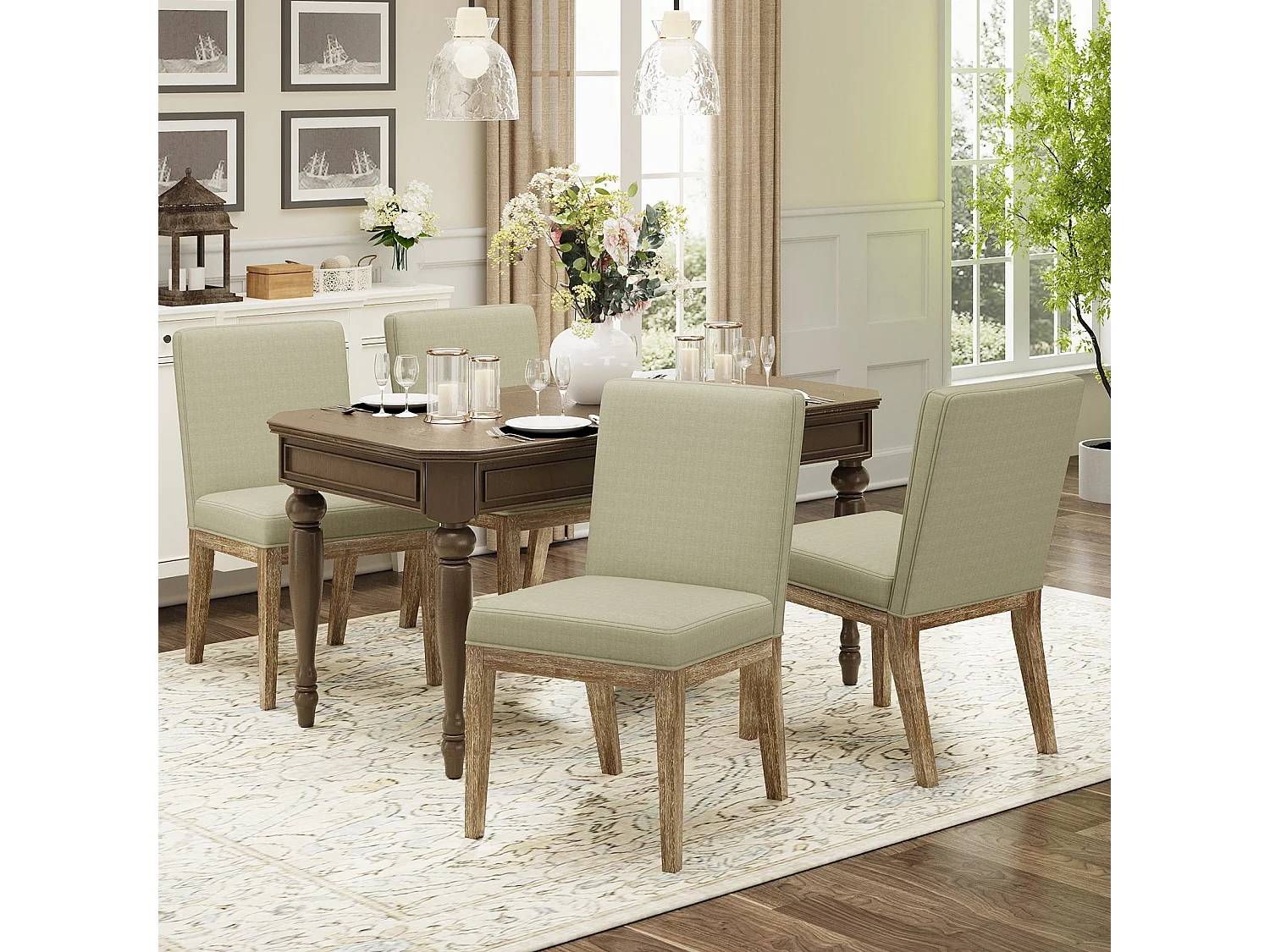 Lot de 2 chaises de salle à manger modernes en tissu style campagne - Taupe