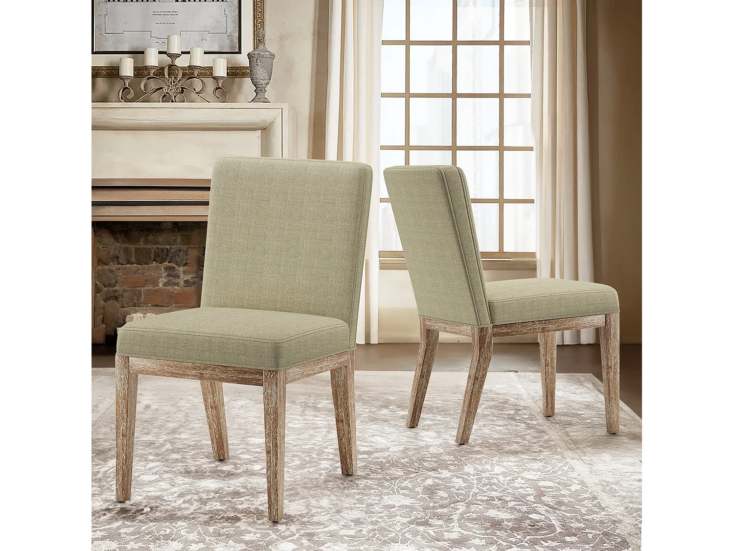 Lot de 2 chaises de salle à manger modernes en tissu style campagne - Taupe