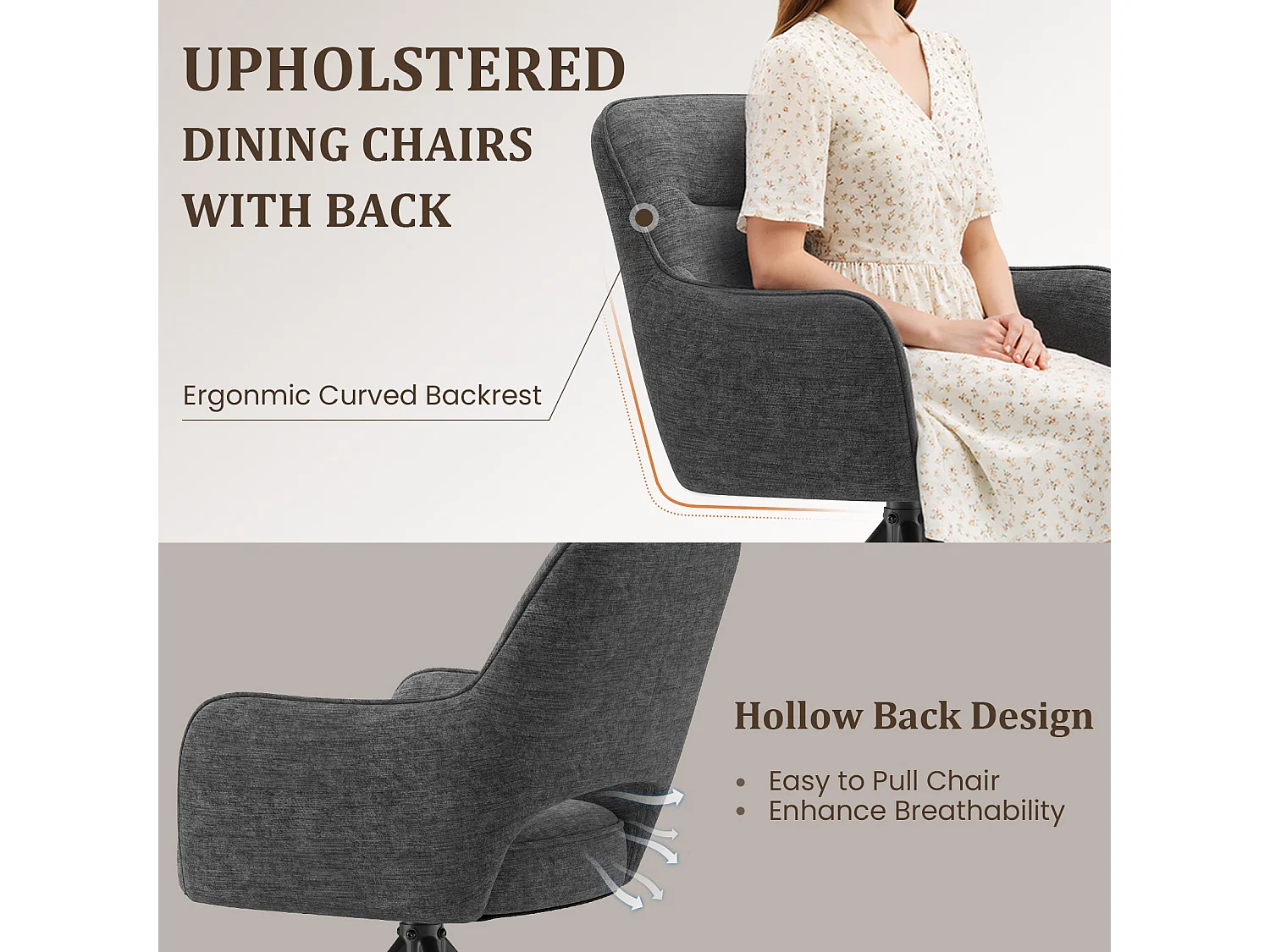 Lot 2 Chaise pivotante premium avec demi-accoudoirs - Base métallique haute stabilité - Gris