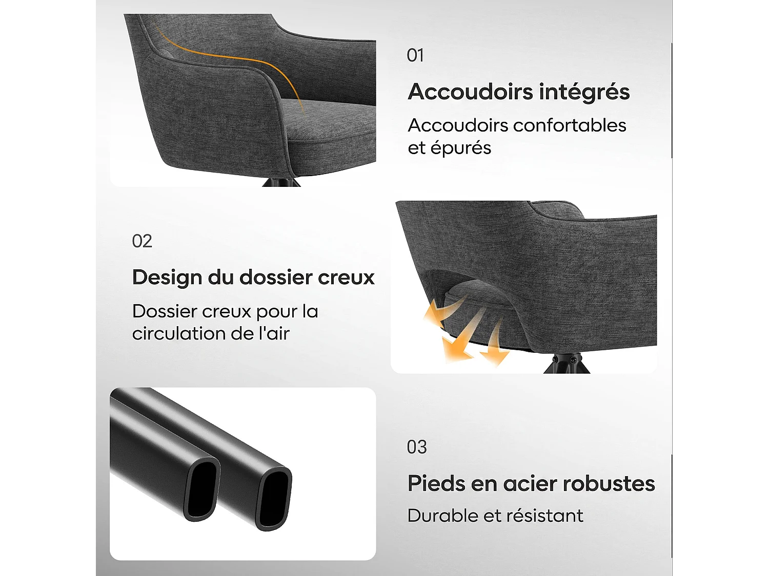 Zestaw 2 obrotowych krzeseł premium z półpodłokietnikami – Metalowa podstawa o wysokiej stabilności – Beżowy