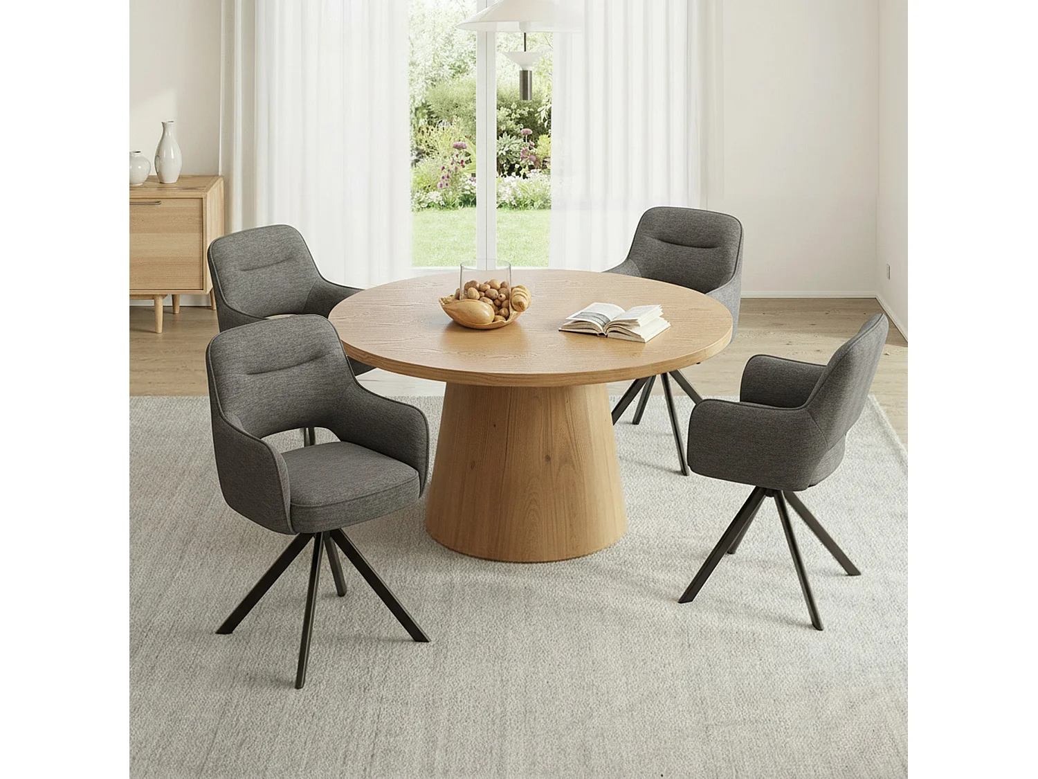 Lot 2 Chaise pivotante premium avec demi-accoudoirs - Base métallique haute stabilité - Gris