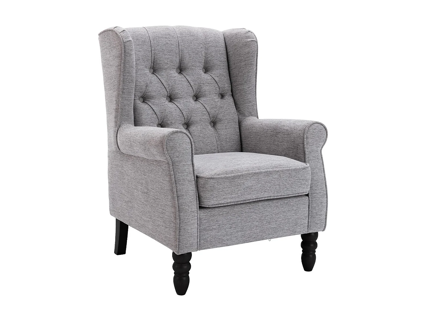 Fauteuil gris avec accoudoirs, fauteuil individuel en tissu, style rétro français, cadre en bois massif