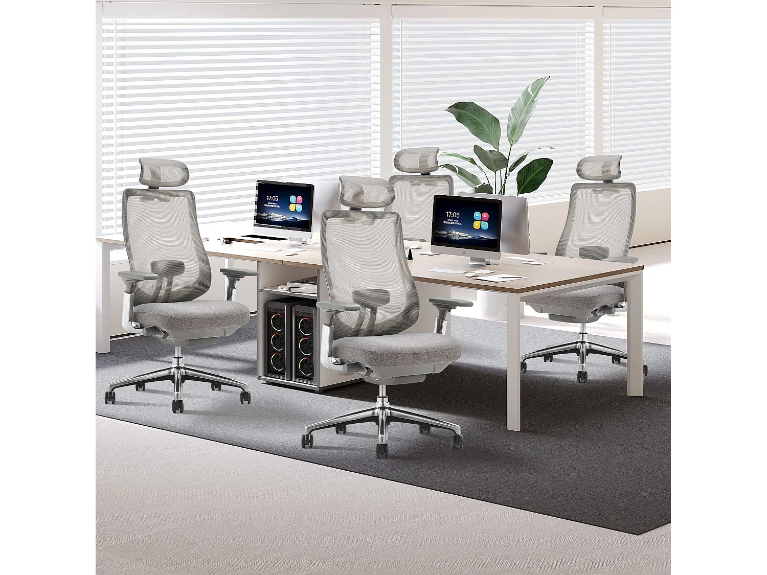 Fauteuil de bureau ergonomique gris foncé SMARTUE, accoudoirs 4D, siège réglable avant-arrière, pieds en métal de qualité