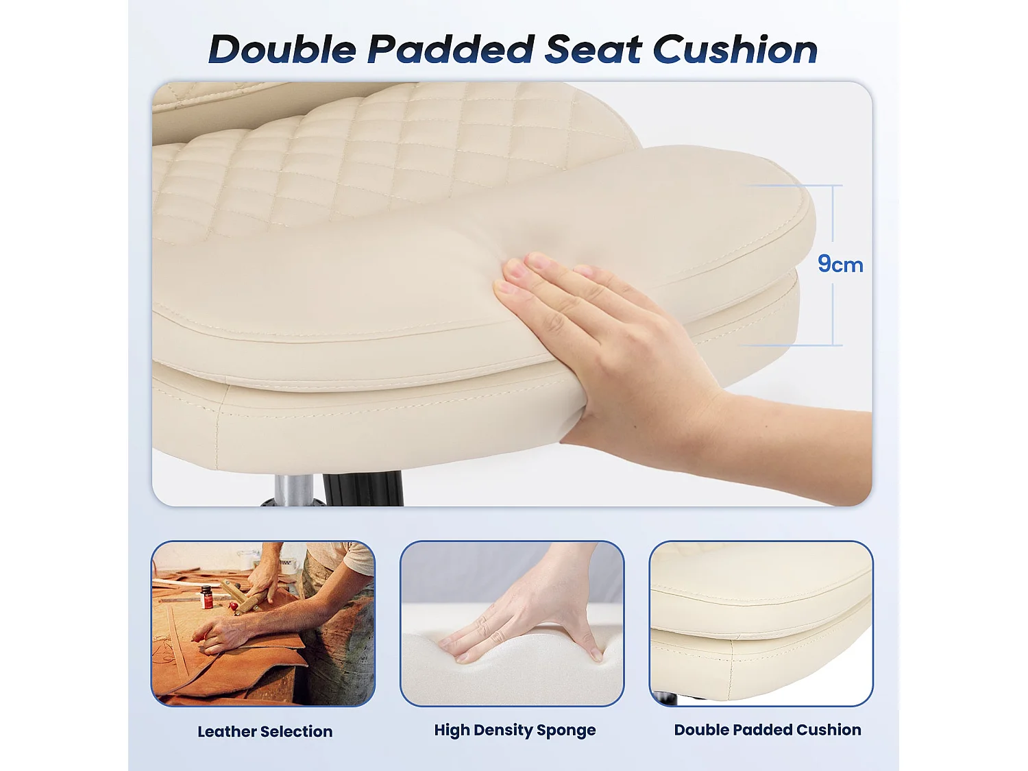 Chaise de bureau - Chaise de Bureau Ergonomique en Cuir – Hauteur Réglable, Dossier Inclinable, Accoudoirs Confortables – Beige