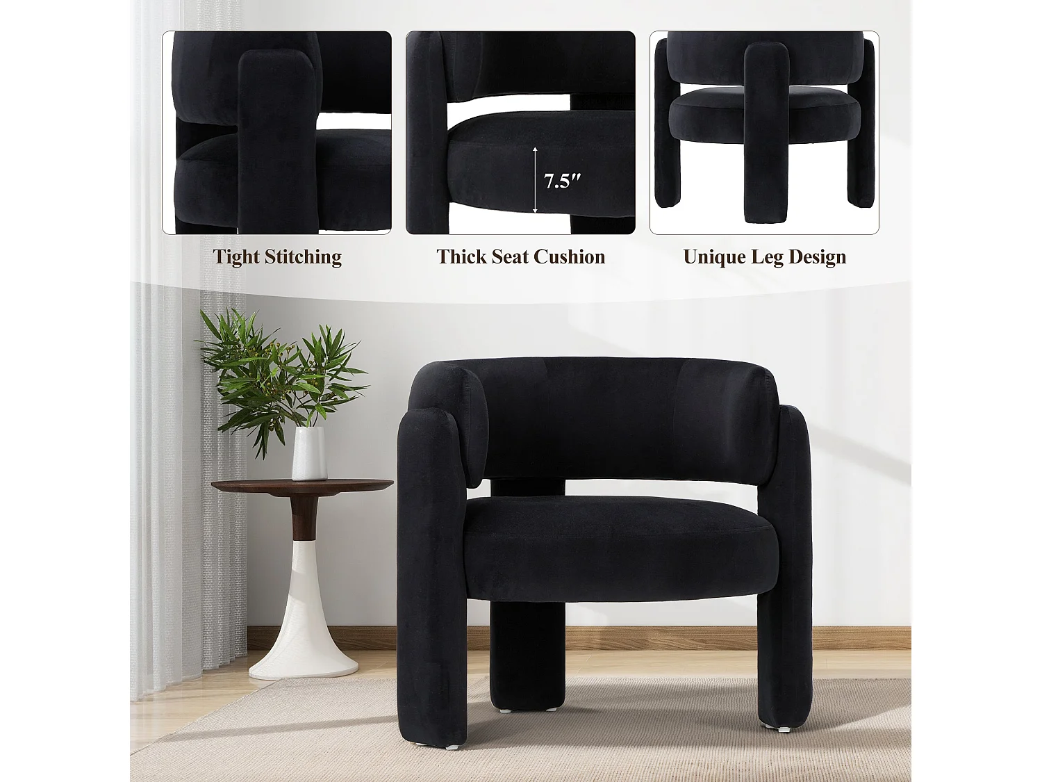 Fauteuil-Canapé design minimaliste — Sublimez votre intérieur moderne et tendance-noir