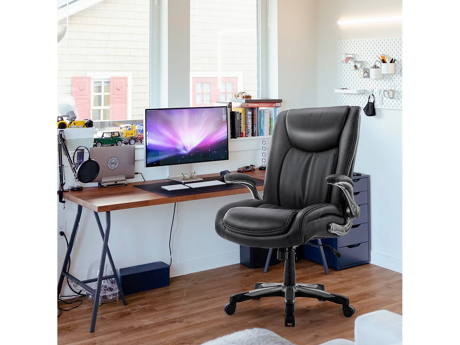 Chaise de bureau ergonomique Robuste, charge maximale 181 kg-Noir