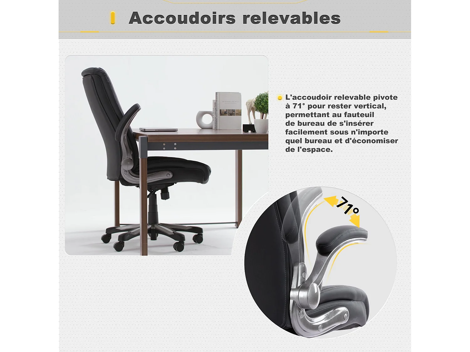 Chaise de bureau ergonomique Robuste, charge maximale 181 kg-Noir