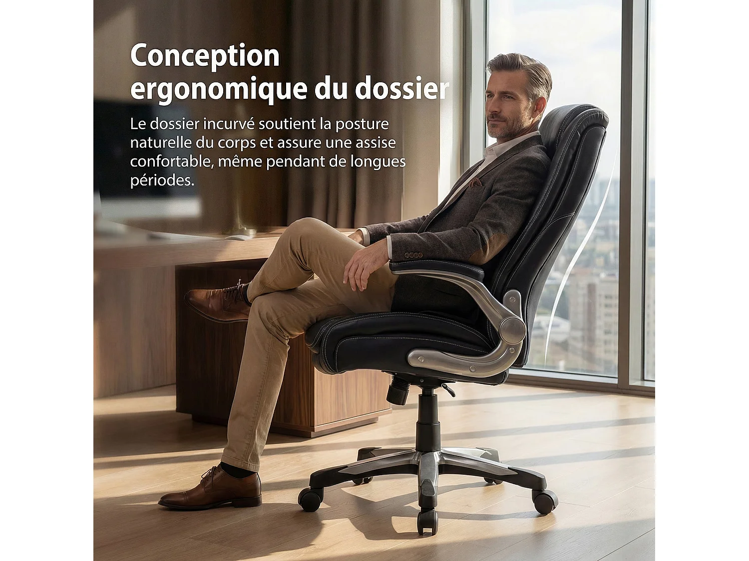 Wytrzymałe ergonomiczne krzesło biurowe, maksymalne obciążenie 181 kg – Czarny