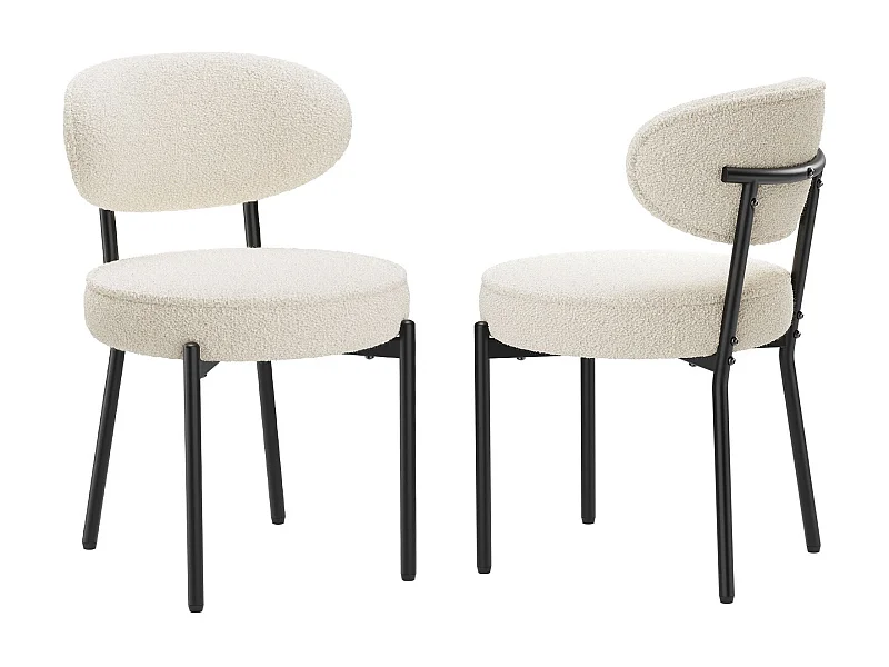Chaises de salle à manger modernes – Lot de 2, pieds en métal robustes et assise ultra-confortable - Blanc