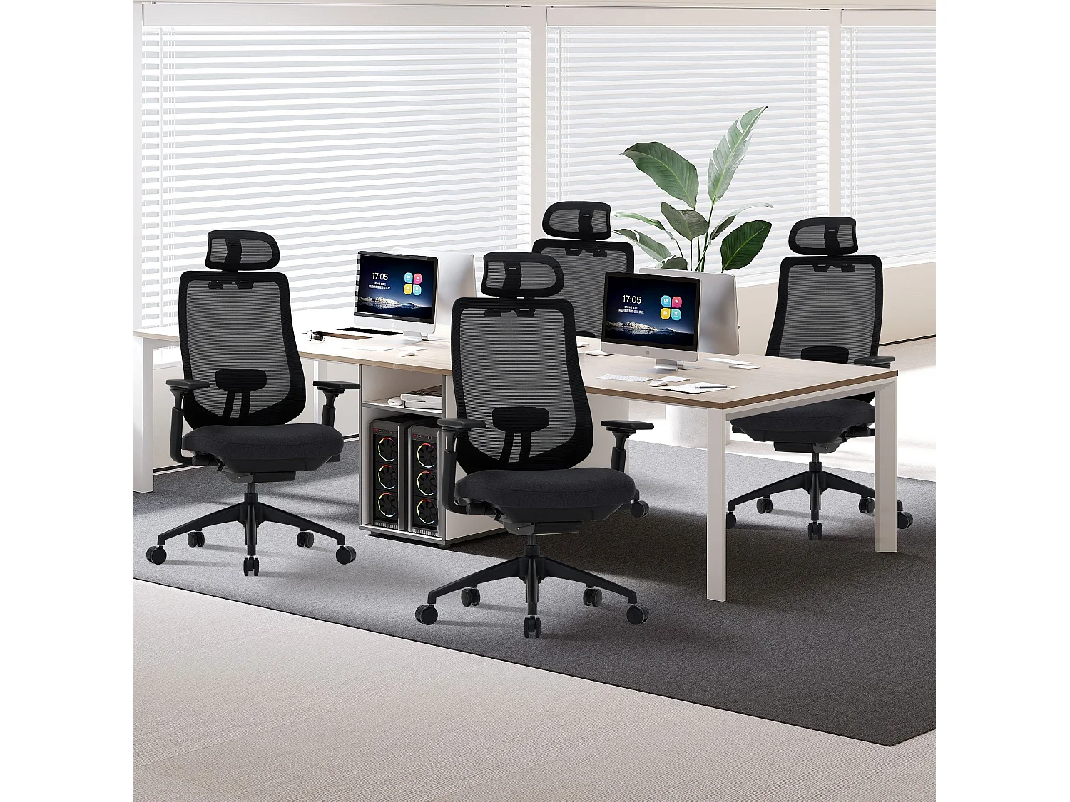 SMARTUE Atlas ergonomiczny fotel biurowy czarny, podłokietniki 4D, regulowane siedzisko przód-tył, nogi z nylonu