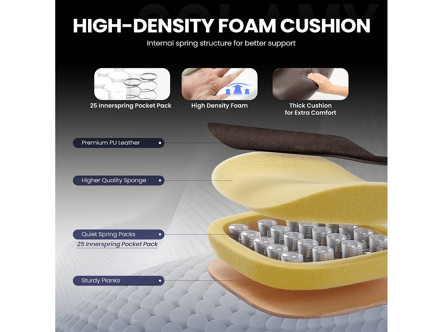 Chaise de bureau avec accoudoirs réglables, dossier structuré et assise extra-large en simili-cuir, Marron