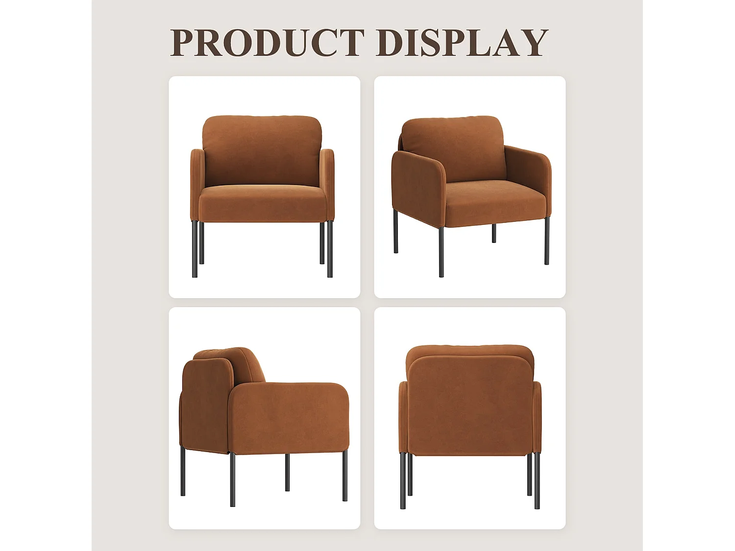 Un fauteuil au confort naturel, pensé pour le quotidien - Fauteuil avec dossier enveloppant et pieds en métal fin, Orange