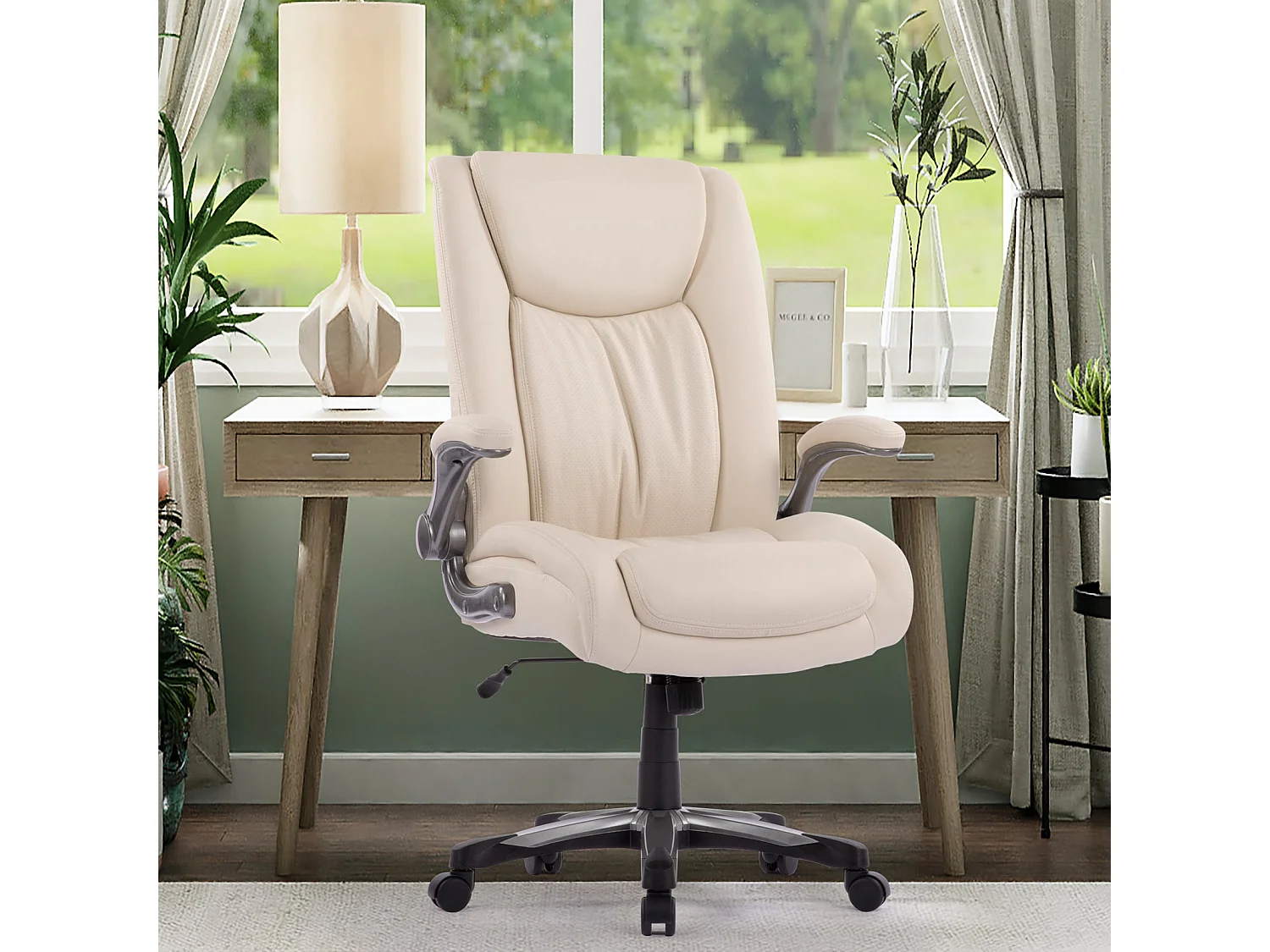 Robuster ergonomischer Bürostuhl, maximale Belastbarkeit 181 kg – Beige