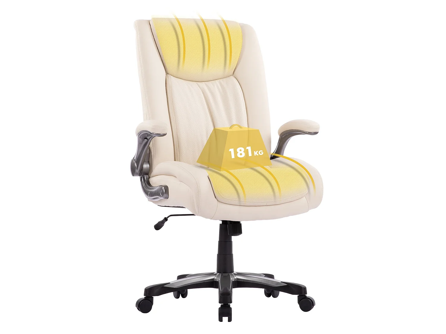 Robust ergonomisk kontorsstol, maximal belastning 181 kg – Beige