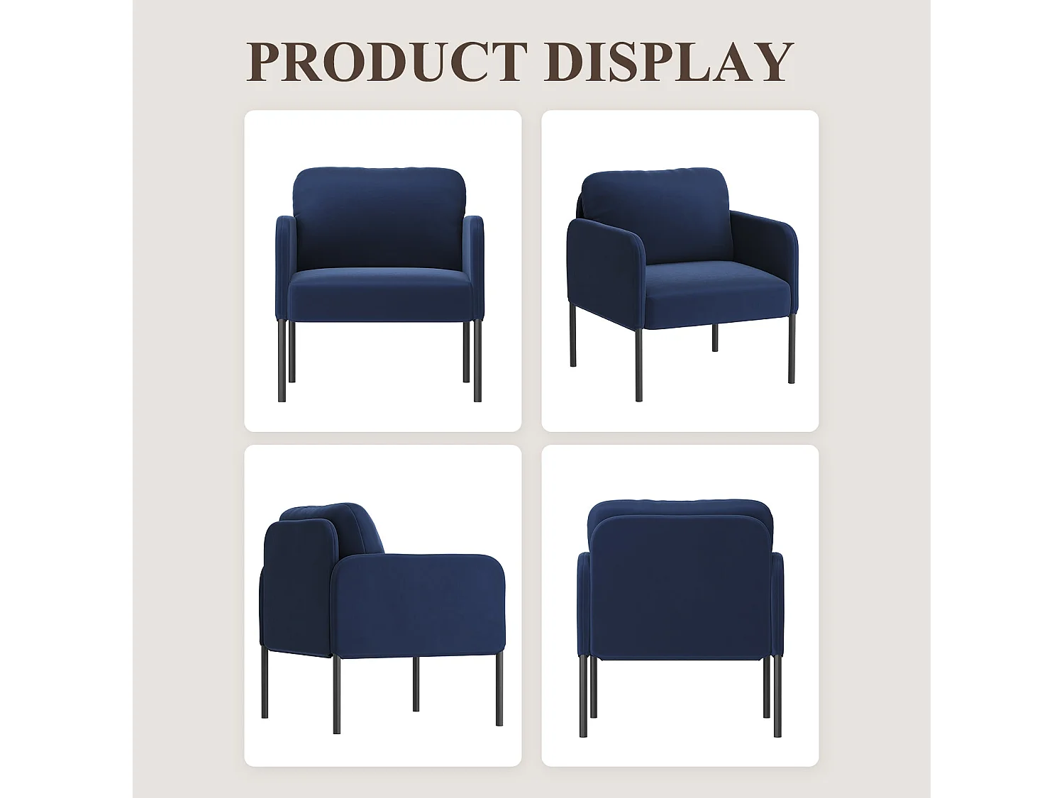 Un fauteuil au confort naturel, pensé pour le quotidien - Fauteuil avec dossier enveloppant et pieds en métal fin, Bleu