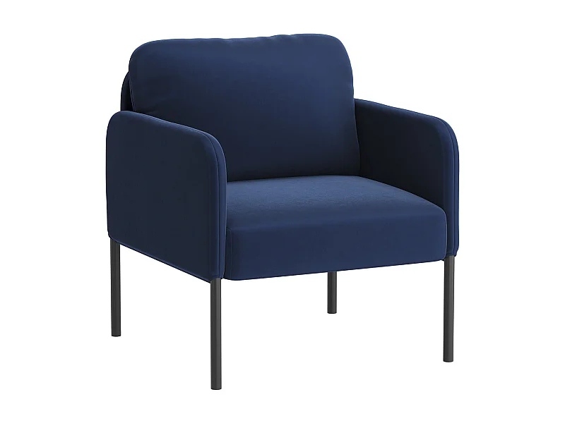 Un fauteuil au confort naturel, pensé pour le quotidien - Fauteuil avec dossier enveloppant et pieds en métal fin, Bleu