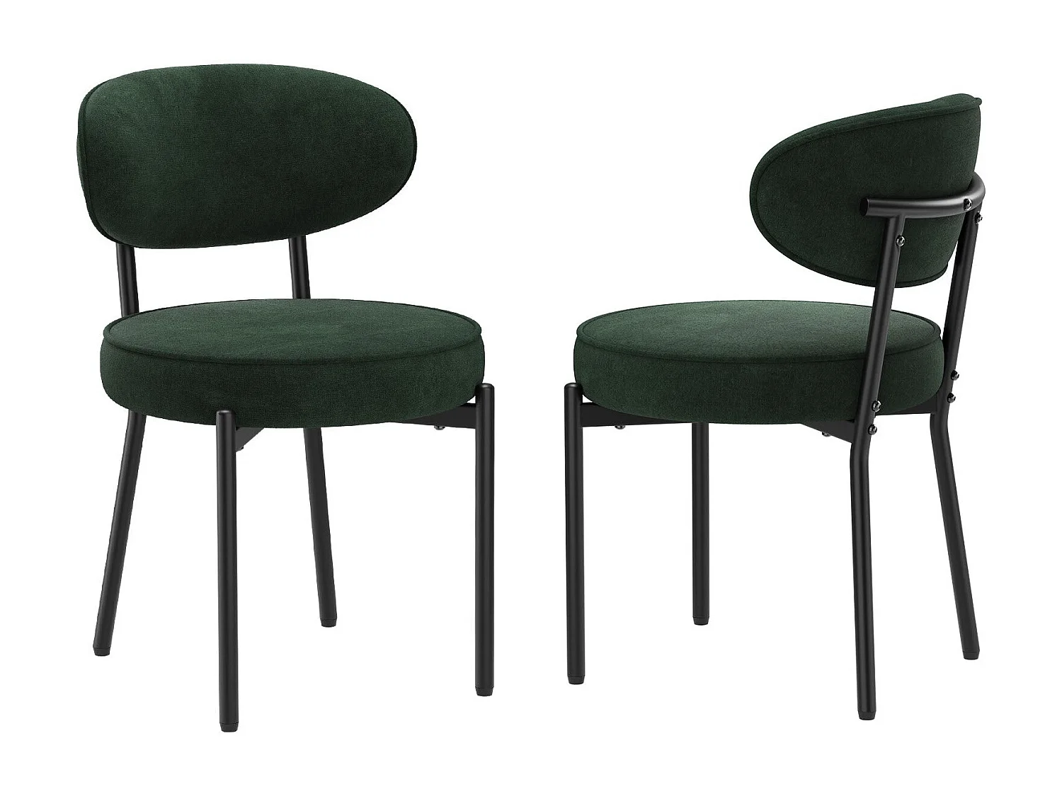 Chaises de salle à manger modernes – Lot de 2, pieds en métal robustes et assise ultra-confortable - Vert