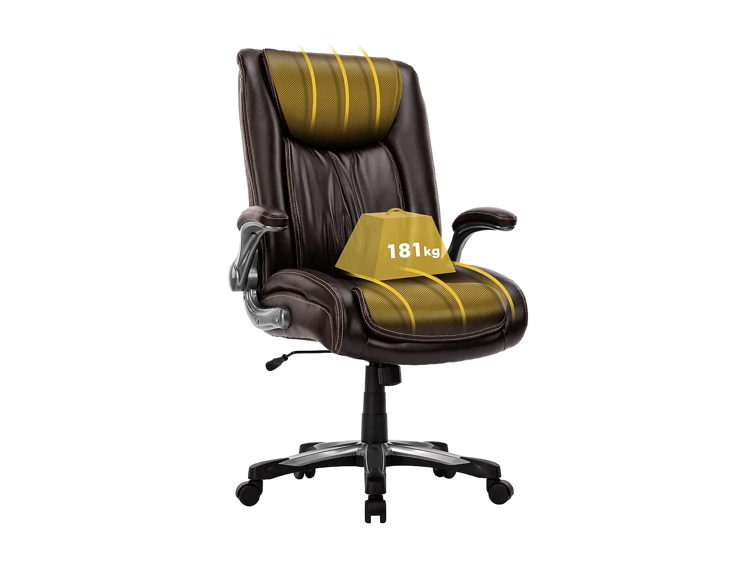 Chaise de bureau – Chaise de bureau ergonomique Robuste, charge maximale 181 kg - Marron