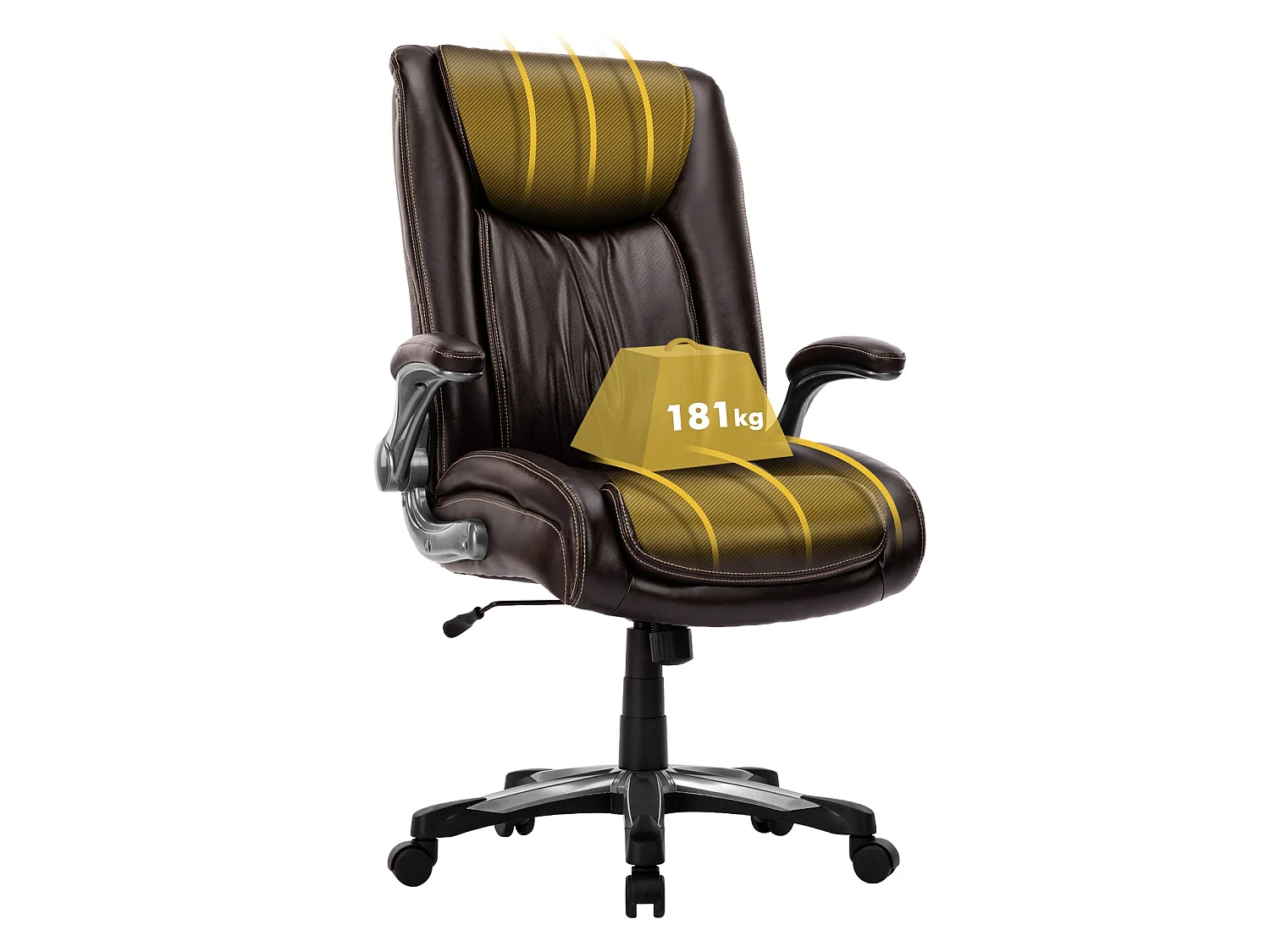 Chaise de bureau ergonomique Robuste, charge maximale 181 kg - Marron