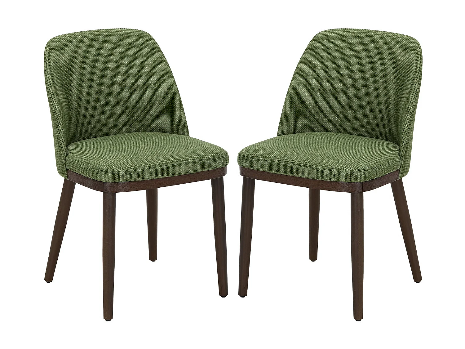 Lot de 2 Chaises de Salle à Manger – Chaises Design Confortables en Tissu avec Pieds en Bois Massif, Idéales pour Salon, Cuisine ou Salle à Manger - Vert