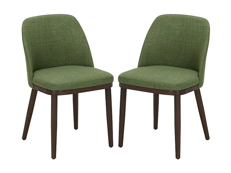 Lot de 2 Chaises de Salle à Manger – Chaises Design Confortables en Tissu avec Pieds en Bois Massif, Idéales pour Salon, Cuisine ou Salle à Manger - Vert