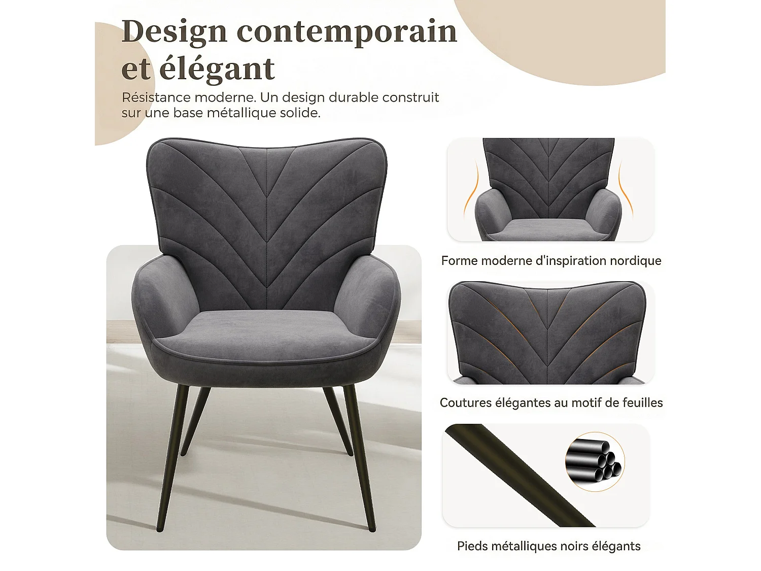 Luxe Fluwelen Fauteuil – Zachte, Ademend, Comfortabel en Veerkrachtig – Grijs