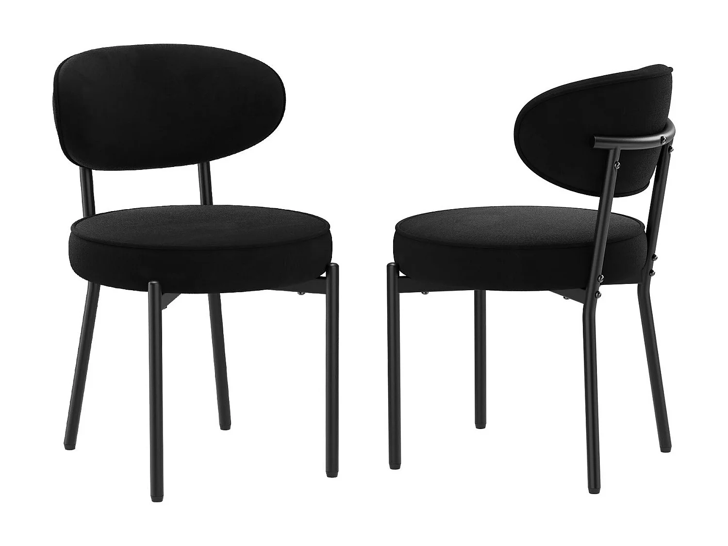 Chaises de salle à manger modernes – Lot de 2, pieds en métal robustes et assise ultra-confortable-Noir