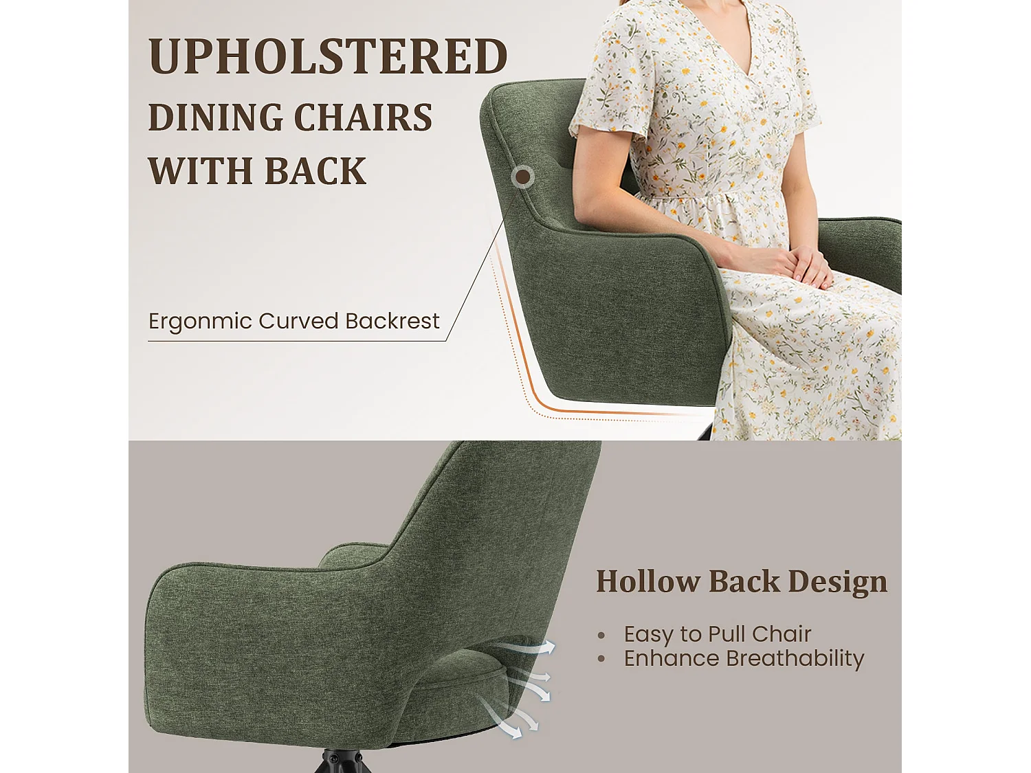 Lot 2 Chaise pivotante premium avec demi-accoudoirs - Base métallique haute stabilité - Vert