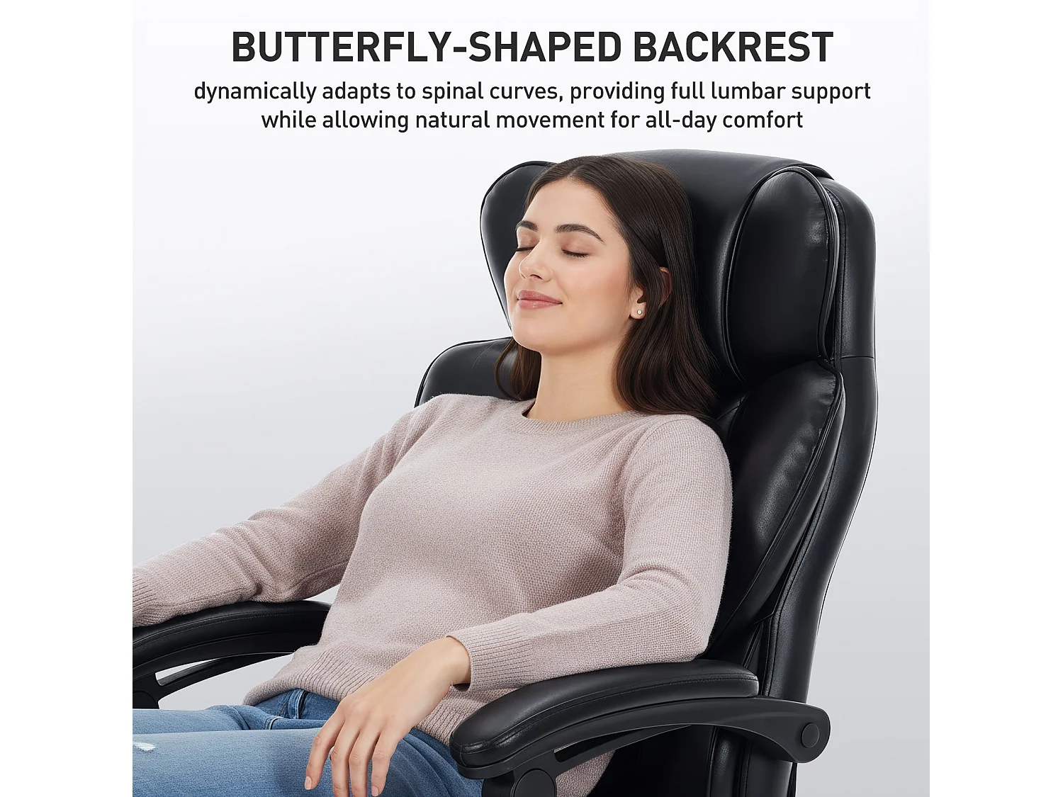 Chaise de bureau, Chaise de bureau massage 6 points et chauffage lombaire 3 niveaux, Inclinaison 94-125°réglable-noir