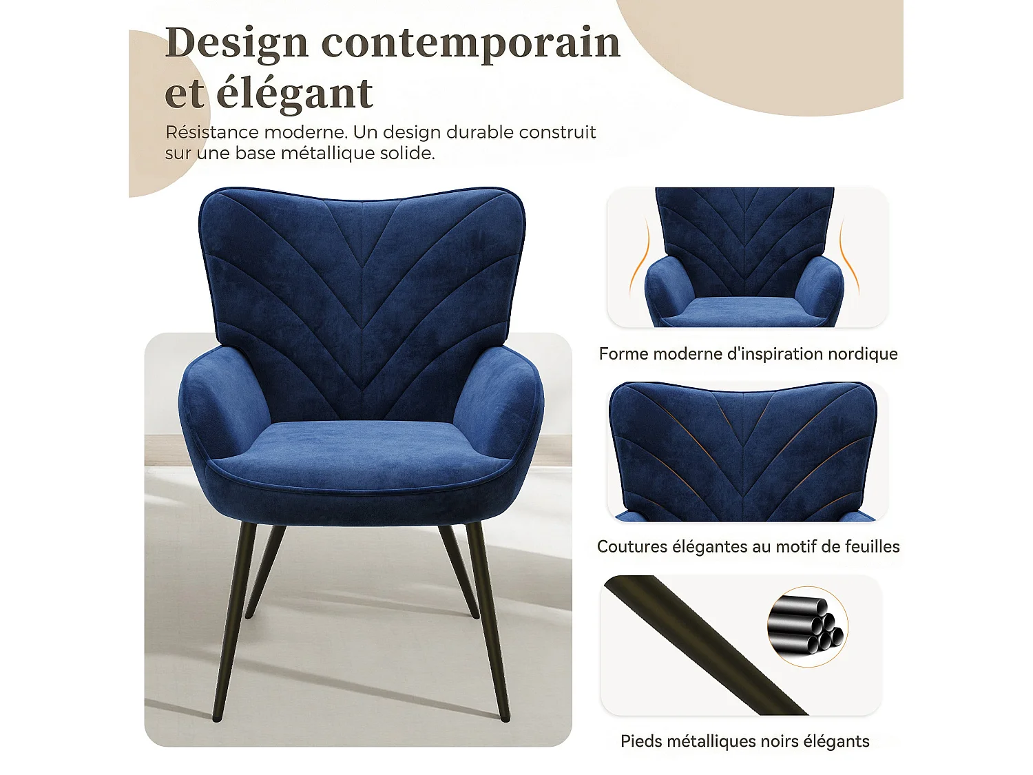 Luxe Fluwelen Fauteuil – Zachte, Ademend, Comfortabel en Veerkrachtig – Blauw