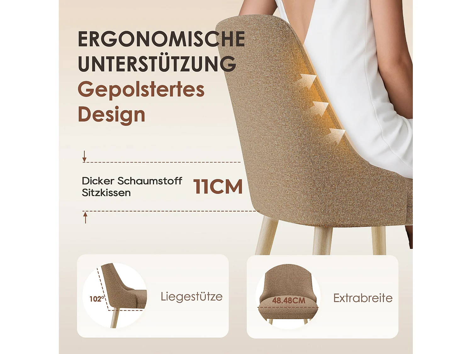 Lot de 2 Chaises de Salle à Manger Haut Dossier – Style Vintage Chic, Assise Confortable, Idéales pour Cuisine et Salle à Manger – marron