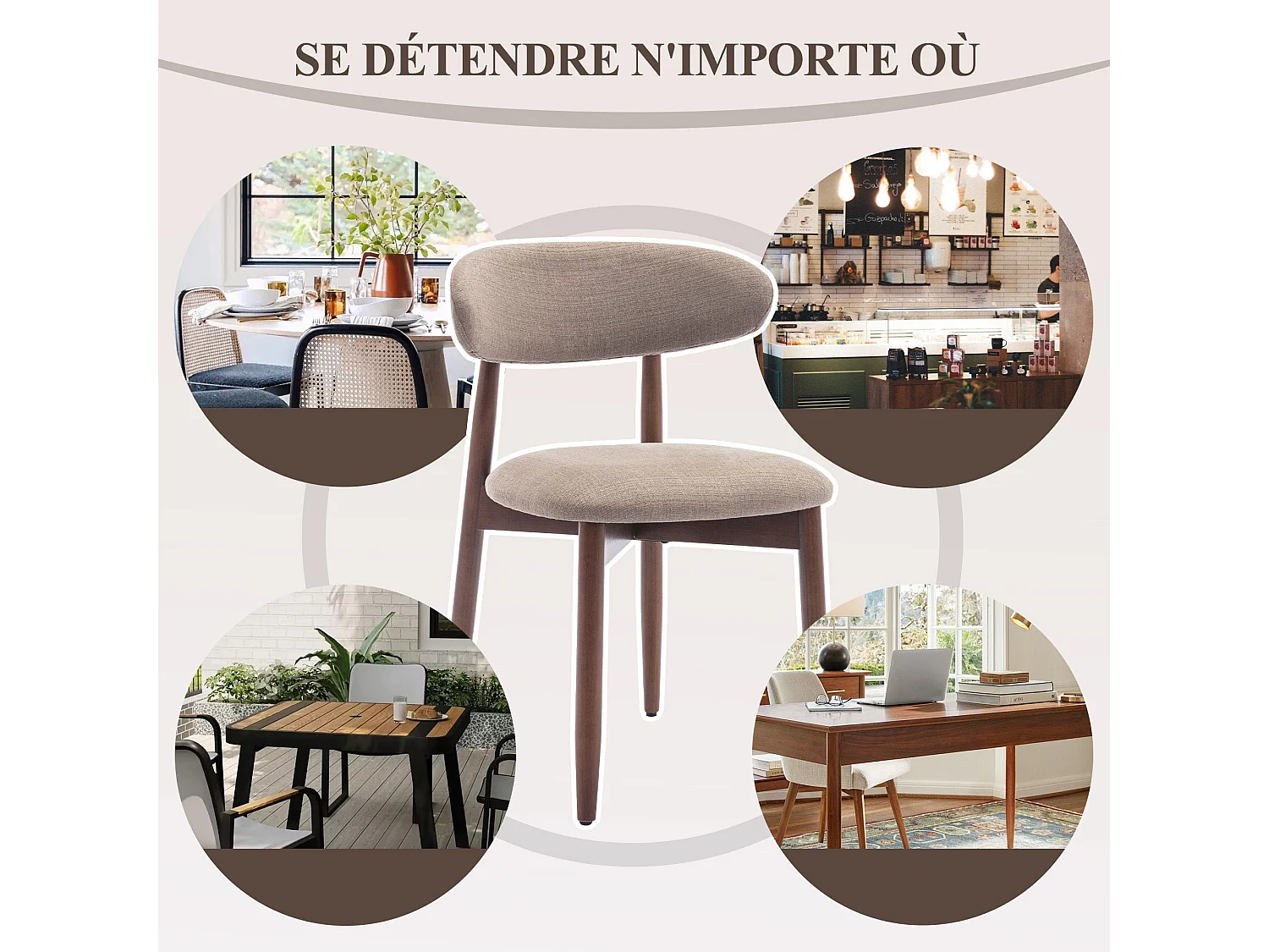 Lot de 2 Chaises, robustes et élégantes, style nordique minimaliste, idéales pour salle à manger et cuisine - Camel