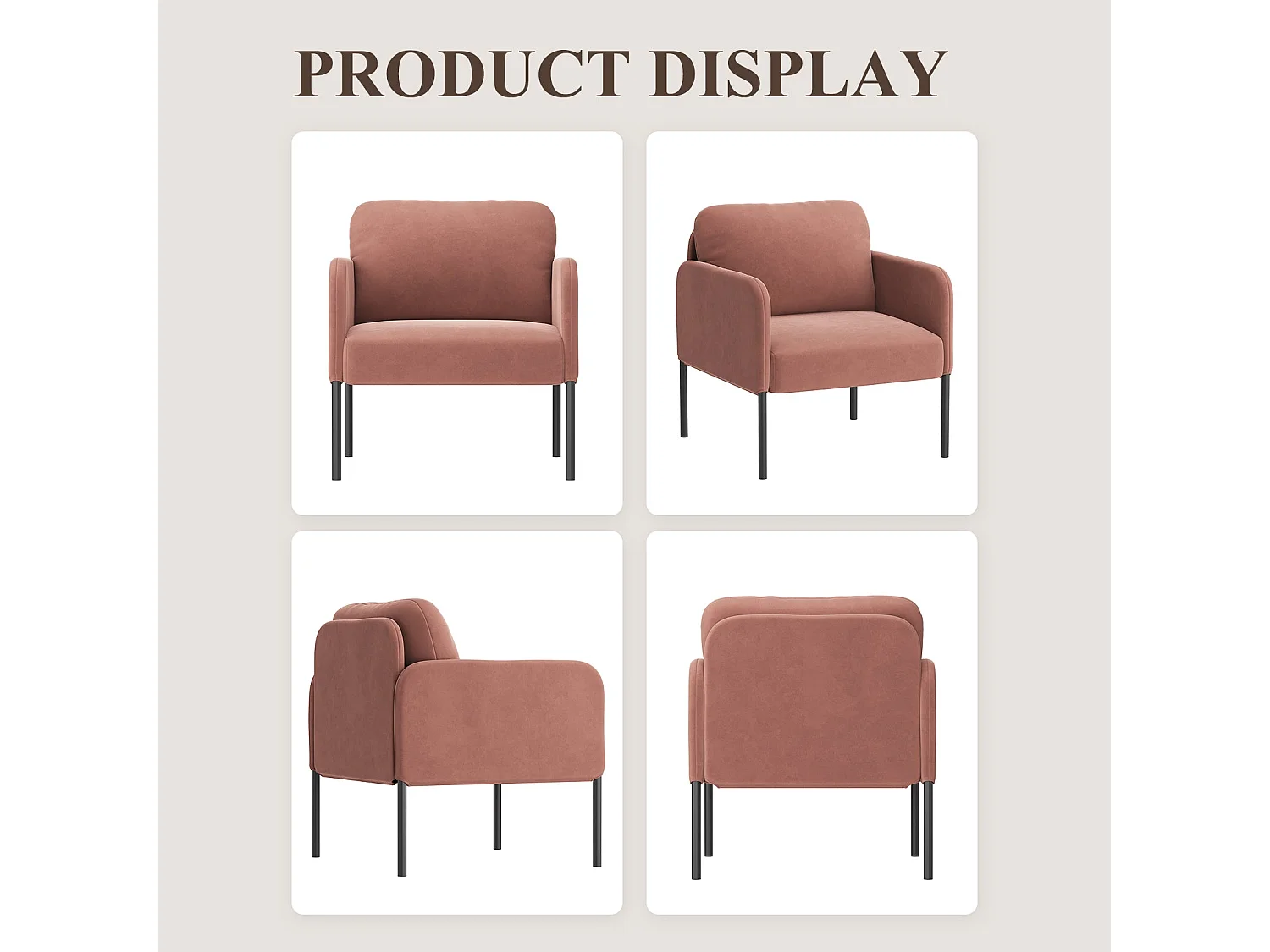 Un fauteuil au confort naturel, pensé pour le quotidien - Fauteuil avec dossier enveloppant et pieds en métal fin, Rose