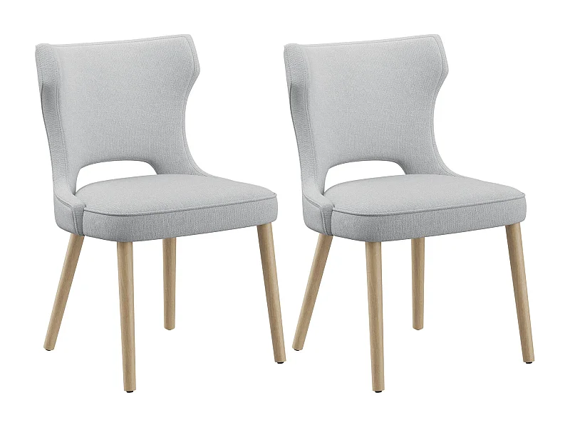 Chaise – Lot de 2 chaises capitonnées dossier haut style club – Pour salle à manger, cuisine, salon – Gris clair