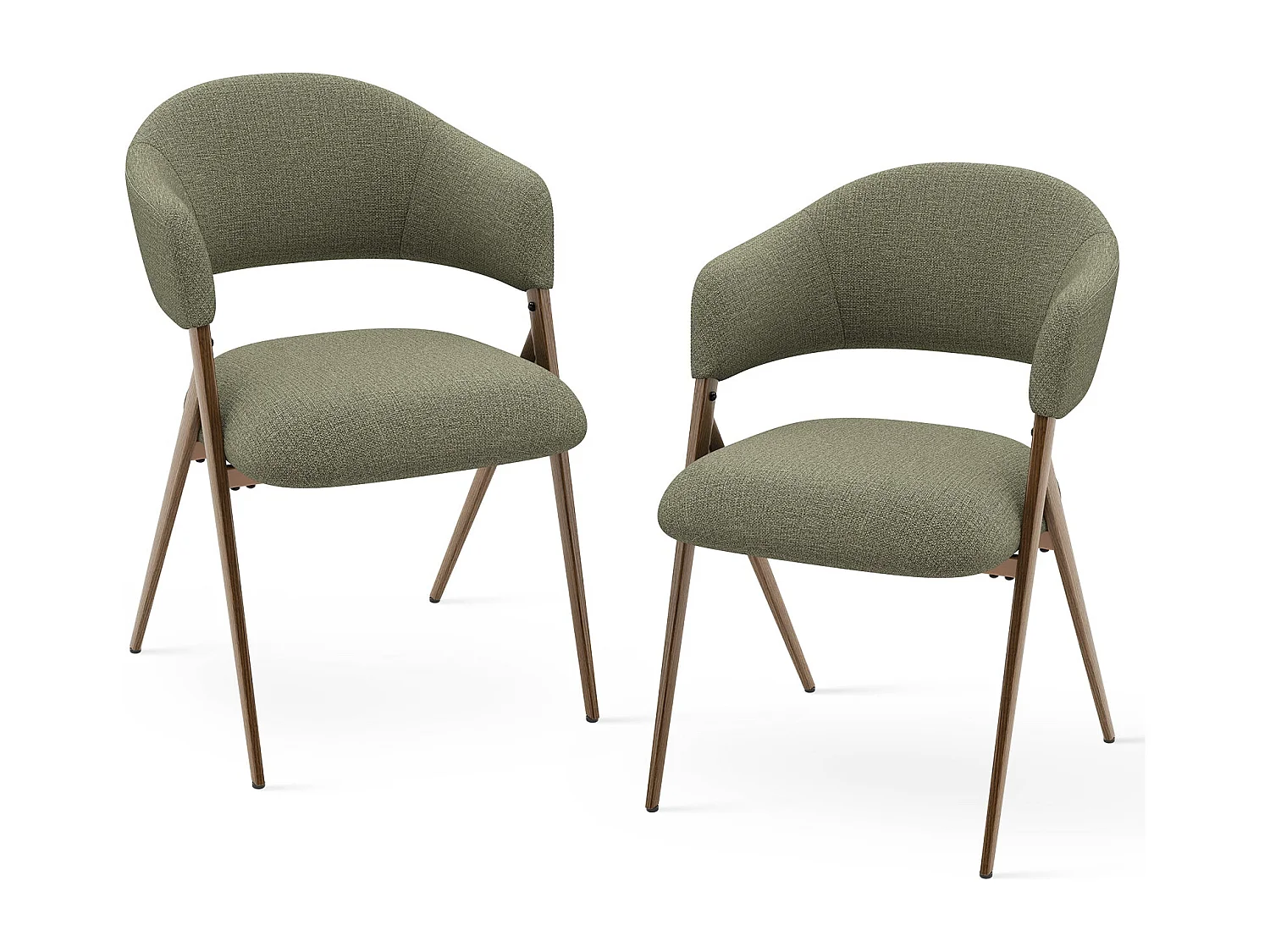 Set van 2 Eetkamerstoelen – Ergonomisch en Comfortabel Ontwerp, Vintage Stijl, Stoffen Groen